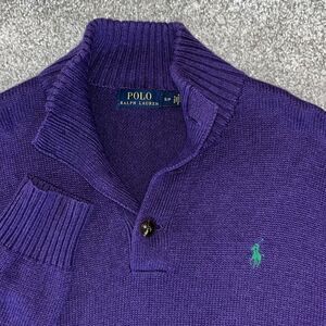 3 Button Turtleneck Collar Polo Ralph Lauren Purple w/Green pony College sweater
